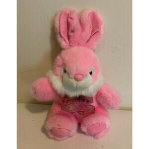 MTY International Bunny Rabbit Pink Plush Easter Egg Bow Shiny Ears 14" Inch